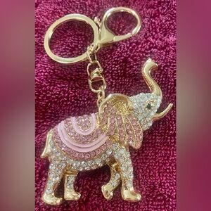Elegant Gold and Pink Elephant Key Holder